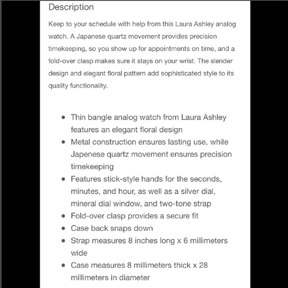 LAURA ASHLEY LE Two-tone Gold Bangle FloralWatch - Picture 6 of 8